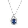 Thumbnail Image 1 of Oval-Cut Blue Lab-Created Sapphire & White Lab-Created Sapphire Teardrop Necklace Sterling Silver 18"