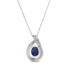 Thumbnail Image 3 of Oval-Cut Blue Lab-Created Sapphire & White Lab-Created Sapphire Teardrop Necklace Sterling Silver 18"