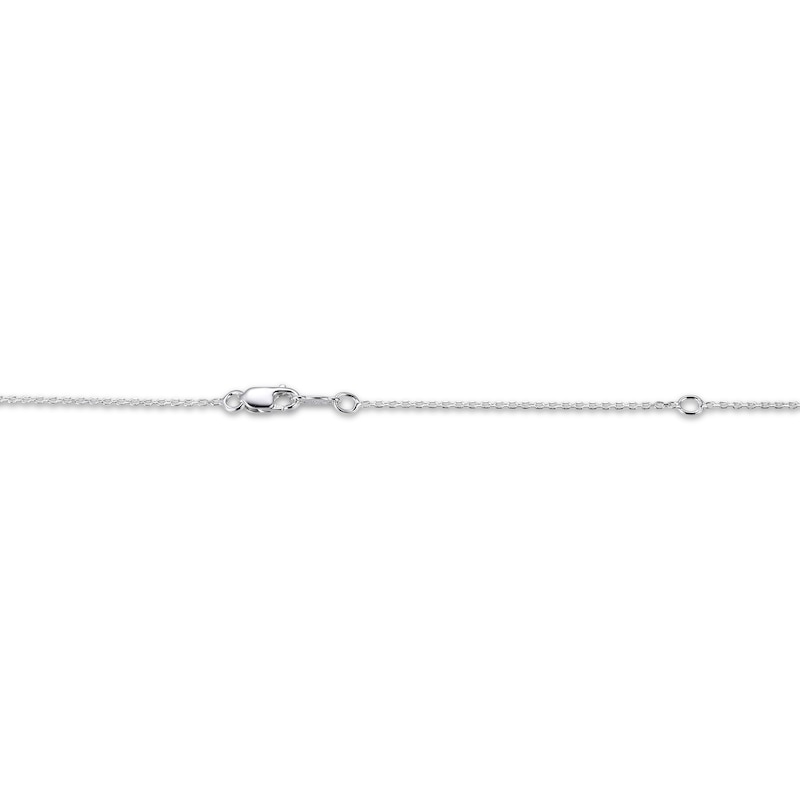 Main Image 4 of Oval-Cut Blue Lab-Created Sapphire & White Lab-Created Sapphire Teardrop Necklace Sterling Silver 18"