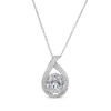 Thumbnail Image 1 of Oval-Cut White Lab-Created Sapphire Teardrop Necklace Sterling Silver 18"