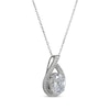 Thumbnail Image 2 of Oval-Cut White Lab-Created Sapphire Teardrop Necklace Sterling Silver 18"
