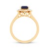 Thumbnail Image 3 of Octagon-Cut Blue Lab-Created Sapphire & Diamond Scalloped Frame Ring 1/10 ct tw 10K Yellow Gold