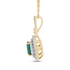 Thumbnail Image 2 of Oval-Cut Emerald & Diamond Halo Necklace 1/6 ct tw 10K Yellow Gold 18"