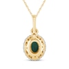 Thumbnail Image 3 of Oval-Cut Emerald & Diamond Halo Necklace 1/6 ct tw 10K Yellow Gold 18"