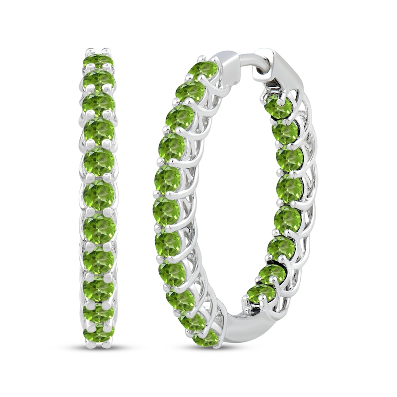 Peridot Inside-Out Hoop Earrings Sterling Silver