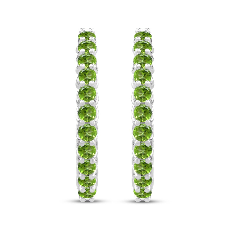 Main Image 2 of Peridot Inside-Out Hoop Earrings Sterling Silver
