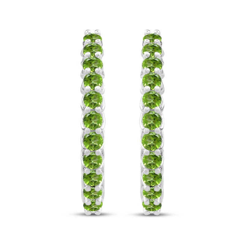 Peridot Inside-Out Hoop Earrings Sterling Silver