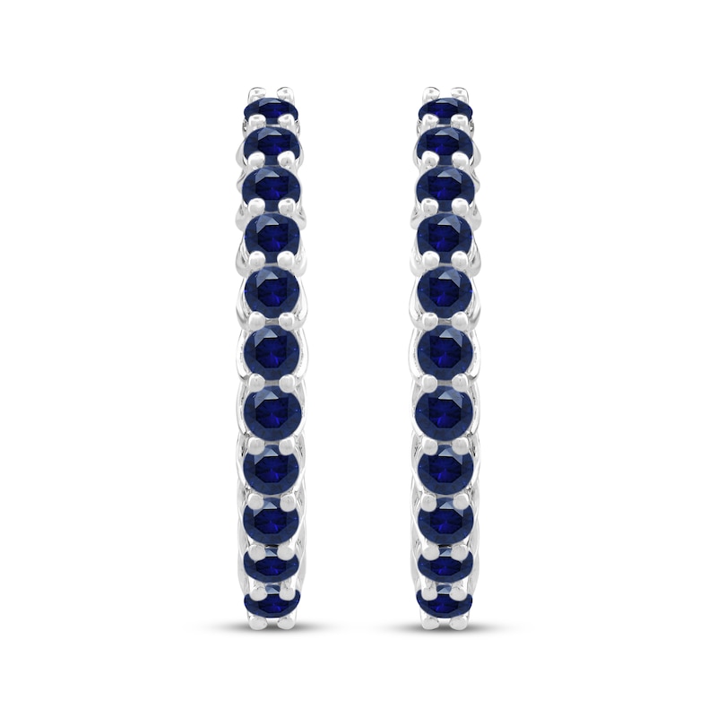 Main Image 2 of Blue Lab-Created Sapphire Inside-Out Hoop Earrings Sterling Silver