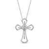 Thumbnail Image 1 of White Lab-Created Sapphire Cross Necklace Sterling Silver 18"