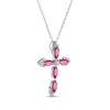 Thumbnail Image 2 of Marquise-Cut Lab-Created Ruby & White Lab-Created Sapphire Cross Necklace Sterling Silver 18"