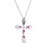 Thumbnail Image 3 of Marquise-Cut Lab-Created Ruby & White Lab-Created Sapphire Cross Necklace Sterling Silver 18"