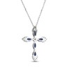 Thumbnail Image 3 of Marquise-Cut Blue Lab-Created Sapphire & White Lab-Created Sapphire Cross Necklace Sterling Silver 18"