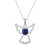Thumbnail Image 1 of Heart-Shaped Blue Lab-Created Sapphire & White Lab-Created Sapphire Angel Necklace Sterling Silver 18"