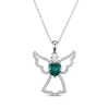 Thumbnail Image 1 of Heart-Shaped Lab-Created Emerald & White Lab-Created Sapphire Angel Necklace Sterling Silver 18"