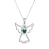 Thumbnail Image 3 of Heart-Shaped Lab-Created Emerald & White Lab-Created Sapphire Angel Necklace Sterling Silver 18"