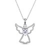 Thumbnail Image 1 of Heart-Shaped White Lab-Created Sapphire Angel Necklace Sterling Silver 18"