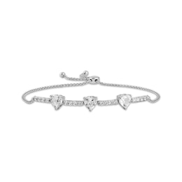 Heart-Shaped White Lab-Created Sapphire Bolo Bracelet Sterling Silver