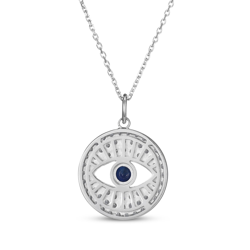 Main Image 3 of Blue & White Lab-Created Sapphire Evil Eye Necklace Sterling Silver 18"