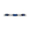 Thumbnail Image 3 of Baguette-Cut Blue & White Lab-Created Sapphire Ring Sterling Silver