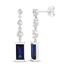 Thumbnail Image 1 of Baguette-Cut Blue & White Lab-Created Sapphire Drop Earrings Sterling Silver