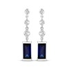 Thumbnail Image 2 of Baguette-Cut Blue & White Lab-Created Sapphire Drop Earrings Sterling Silver