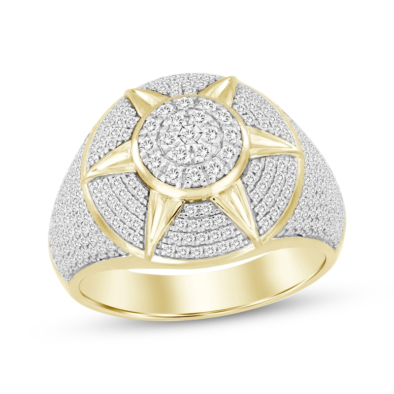 Main Image 1 of Adore Men's Multi-Diamond Center Star Ring 1 ct tw 10K Yellow Gold