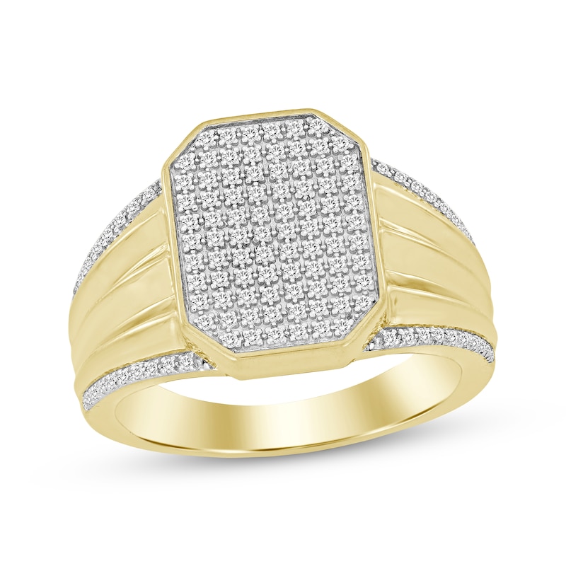 Main Image 1 of Adore Men's Diamond Octagon Ring 1/4 ct tw 10K Yellow Gold