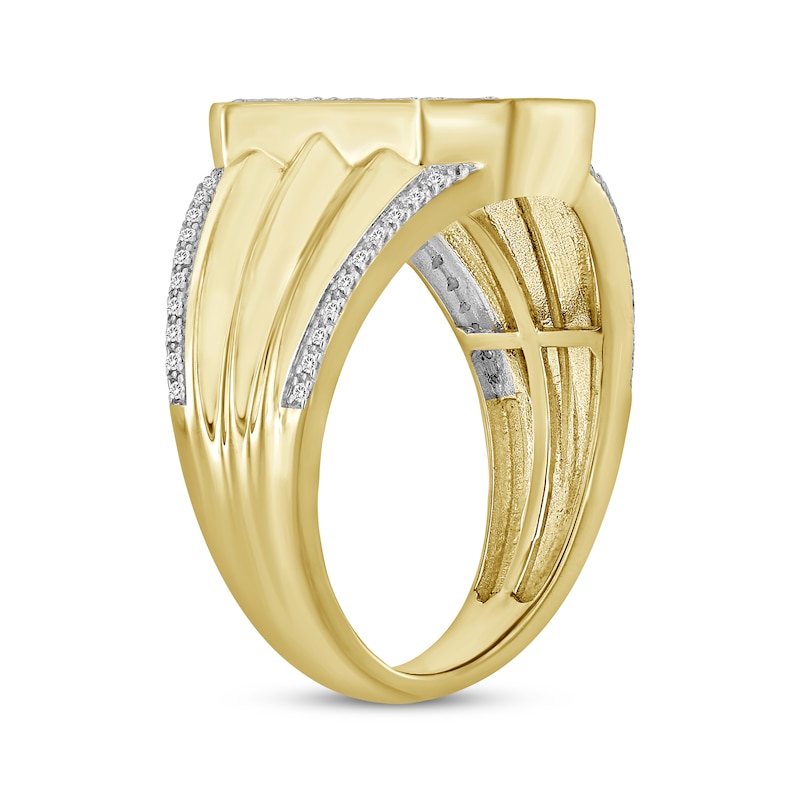 Men's Diamond Octagon Ring 1/4 ct tw 10K Yellow Gold