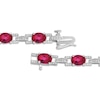 Thumbnail Image 3 of Oval-Cut Lab-Created Ruby & White Lab-Created Sapphire Link Bracelet Sterling Silver 7.5"