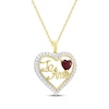 Thumbnail Image 2 of Heart-Shaped Lab-Created Ruby & White Lab-Created Sapphire "Te Amo" Heart Necklace 14K Yellow Gold 18"