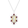 Thumbnail Image 1 of Lab-Created Ruby & White Lab-Created Sapphire Virgin Mary Necklace Sterling Silver & 10K Yellow Gold 18"
