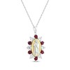 Thumbnail Image 2 of Lab-Created Ruby & White Lab-Created Sapphire Virgin Mary Necklace Sterling Silver & 10K Yellow Gold 18"