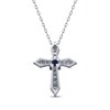 Thumbnail Image 3 of Blue Sapphire & Diamond Cross Necklace 1/15 ct tw 10K White Gold 18"