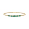 Thumbnail Image 1 of Emerald-Cut Emerald & Diamond Beaded Bangle Bracelet 1/15 ct tw 14K Yellow Gold 7.25"