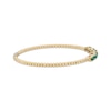 Thumbnail Image 2 of Emerald-Cut Emerald & Diamond Beaded Bangle Bracelet 1/15 ct tw 14K Yellow Gold 7.25"