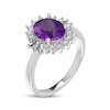 Thumbnail Image 2 of Oval-Cut Amethyst & White Lab-Created Sapphire Starburst Ring Sterling Silver