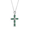 Thumbnail Image 2 of Marquise-Cut Lab-Created Emerald & Diamond Accent Cross Necklace Sterling Silver 18"