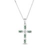 Thumbnail Image 3 of Marquise-Cut Lab-Created Emerald & Diamond Accent Cross Necklace Sterling Silver 18"
