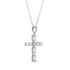 Thumbnail Image 2 of Marquise-Cut White Lab-Created Sapphire & Diamond Accent Cross Necklace Sterling Silver 18"