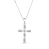 Thumbnail Image 3 of Marquise-Cut White Lab-Created Sapphire & Diamond Accent Cross Necklace Sterling Silver 18"