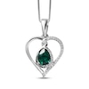 Thumbnail Image 0 of Pear-Shaped Lab-Created Emerald & White Lab-Created Sapphire Heart Twist Necklace Sterling Silver 18"