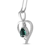 Thumbnail Image 1 of Pear-Shaped Lab-Created Emerald & White Lab-Created Sapphire Heart Twist Necklace Sterling Silver 18"
