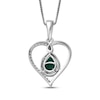Thumbnail Image 2 of Pear-Shaped Lab-Created Emerald & White Lab-Created Sapphire Heart Twist Necklace Sterling Silver 18"