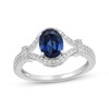 Thumbnail Image 1 of Oval-Cut Blue Lab-Created Sapphire & White Lab-Created Sapphire Ring Sterling Silver