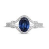 Thumbnail Image 3 of Oval-Cut Blue Lab-Created Sapphire & White Lab-Created Sapphire Ring Sterling Silver