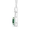Thumbnail Image 1 of Oval-Cut Lab-Created Emerald & White Lab-Created Sapphire Necklace Sterling Silver 18"
