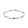 Thumbnail Image 1 of Blue & White Lab-Created Sapphire Station Line Bracelet Sterling Silver 7.25"