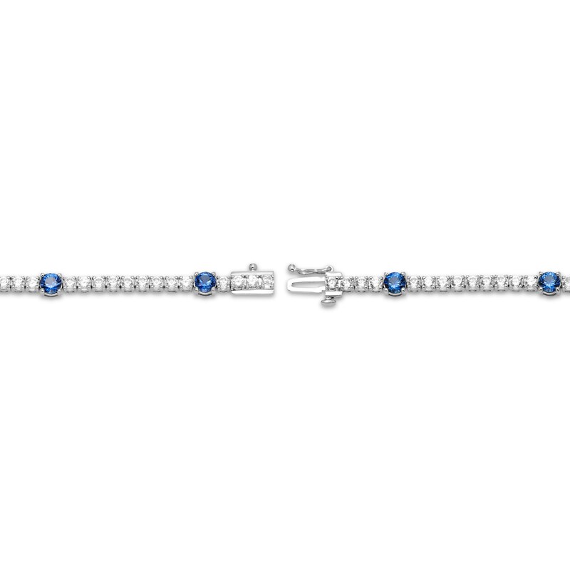Main Image 3 of Blue & White Lab-Created Sapphire Station Line Bracelet Sterling Silver 7.25"
