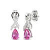 Thumbnail Image 1 of Pear-Shaped Pink Lab-Created Sapphire & White Lab-Created Sapphire Ribbon Dangle Earrings Sterling Silver