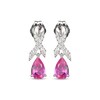 Thumbnail Image 2 of Pear-Shaped Pink Lab-Created Sapphire & White Lab-Created Sapphire Ribbon Dangle Earrings Sterling Silver